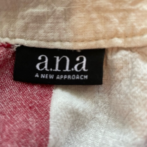 A New Approach Paperbag skirt Button Front Boho linen striped red white - Picture 8 of 10